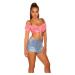 Sexy vrchný diel crop topu mimo ramien NEONPINK Einheitsgroesse