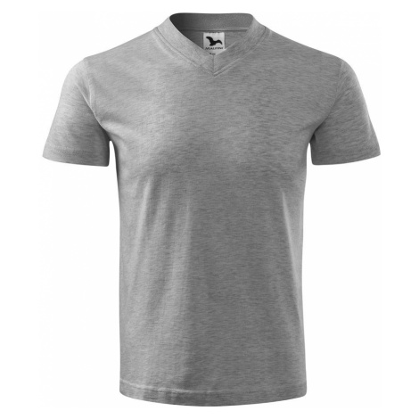 MALFINI Tričko V-neck - Tmavošedý melír