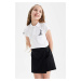 DEFACTO Girls Atatürk Printed Pique Short Sleeve Polo T-Shirt