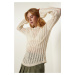 Happiness İstanbul Cream Openwork Seasonal Knitwear Sweater