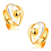 Zlaté puzetové náušnice 585 - oblúčiky v bielom a žltom zlate, gulička
