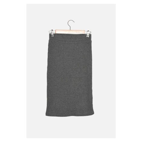 Trendyol Anthracite Knitwear Look Midi Knitted Skirt