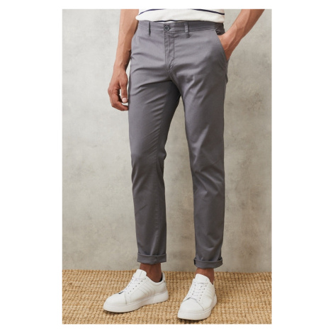AC&Co / Altınyıldız Classics Men's Gray Slim Fit Slim Fit Chino Pants with Side Pockets, Flexibl