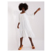 Ecru midi oversize dress with frills