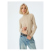 Koton Knitted Sweater Stand Collar Textured Long Sleeve