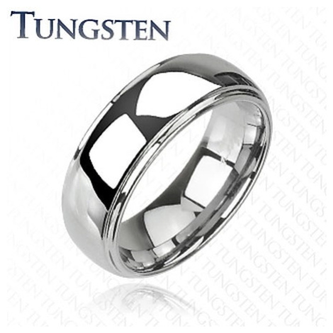 Tungstenový - Wolfrámový prsteň lesklý s vyvýšeným stredom - Veľkosť: 70 mm