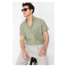 Trendyol Khaki Oversize Fit Shirt Collar Short Sleeve 100% Cotton Shirt