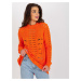 Orange openwork oversize sweater with wool