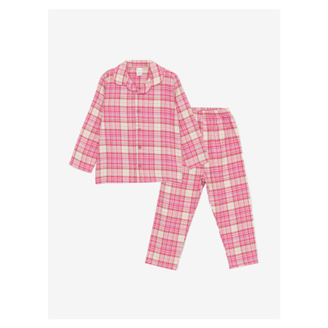 LC Waikiki Shirt Collar Long Sleeve Plaid Baby Girl Pajamas Set