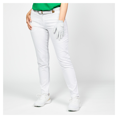 Dámske bavlnené golfové chino nohavice MW500 biele INESIS