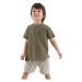 Denokids Baby Boy Kid Green Summer Muslin Striped Shorts Shirt Set