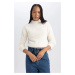 DEFACTO Relaxed/normal Pattern Fluffy Soft Textured Half Turtleneck Knitwear Sweater