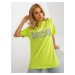 Lime women's loose T-shirt with inscription