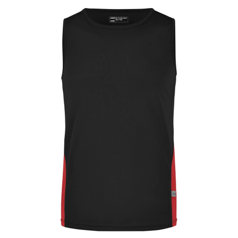 James & Nicholson Pánske športové tričko bez rukávov JN305 - Čierna / červená