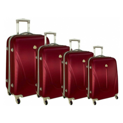 Tmavočervená sada 4 plastových kufrov "Tour" - S, M, L, XL