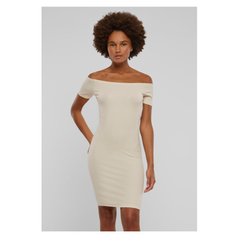 Women's Dress Off Shoulder Rib Cream Urban Classics