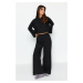 Trendyol Black Hooded Wide Pattern Knitted Pajama Set