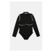 Trendyol Black Standing Collar Low-Cut Back Knitted Body