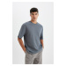 DEFACTO Relax Fit Crew Neck Cotton Short Sleeve Basic Plain T-Shirt