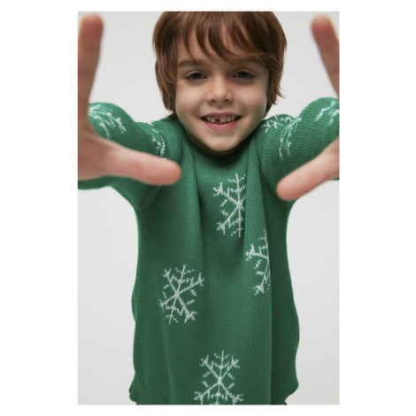 Trendyol Green Jacquard Boys' Knitwear Sweater