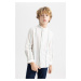 DEFACTO Boy's Striped Stand Collar Long Sleeve Shirt