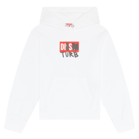 Mikina Diesel Sgirkhoodb8 Over Sweat-Shirt Biela