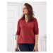 Classic burgundy blouse with V-neck