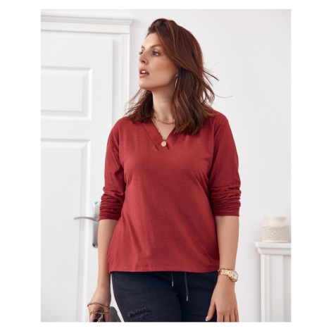 Classic burgundy blouse with V-neck FASARDI