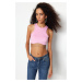 Trendyol Pink Crop Knitted Accessory Blouse