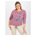 Women's T-shirt plus size with 3/4 raglan sleeves - powder pink