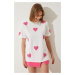 Happiness İstanbul Women's White Textured Heart Oversize Knitted T-Shirt