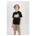 DEFACTO Boys' Crew Neck Printed Short Sleeve T-Shirt