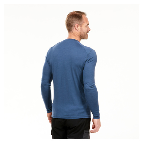 Pánske tričko MT500 s dlhým rukávom 100 % vlna merino modré FORCLAZ