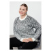 Trendyol Curve Gray Melange Stoned Knitwear Sweater