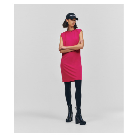 Šaty Karl Lagerfeld Jersey Dress W/ Shoulder Pads Ružová