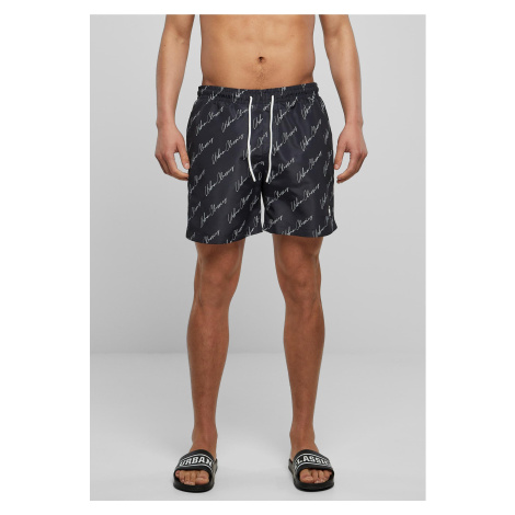 Swim shorts pattern blackscriptlogo Urban Classics