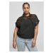 Women's short oversized T-shirt with black lace