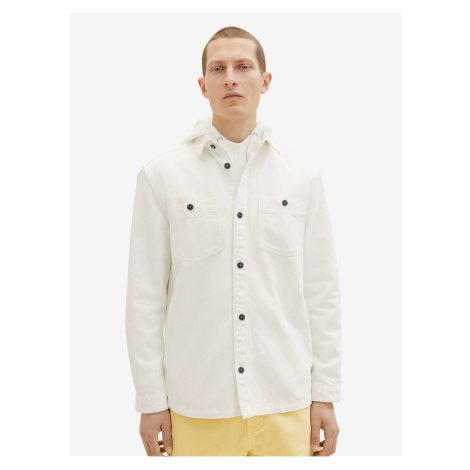 Biela pánska vrchná džínsová košeľa Tom Tailor
