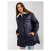 Dark blue quilted jacket with fur