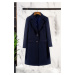 Trendyol Curve Navy Blue Regular Fit Thick Stitching Coat