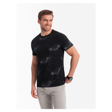 Ombre Men's full-print t-shirt with scattered letters - black