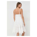 Bavlnené šaty Weekend Max Mara biela farba, mini, áčkový strih