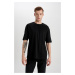 DEFACTO Oversize Wide Pattern Crew Neck Short Sleeve Heavy Fabric Basic Plain T-Shirt