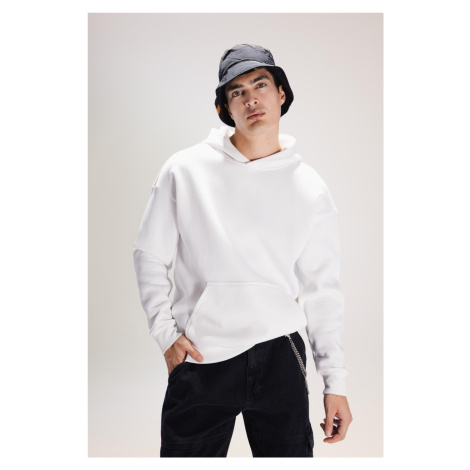 DEFACTO Oversize Wide Pattern Hooded Kangaroo Pocket Basic Plain Sweatshirt