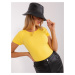 Yellow ribbed basic blouse with short sleeves