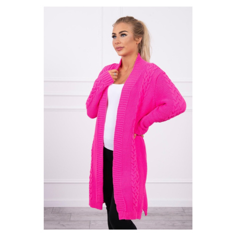 Cardigan sweater weave braid pink neon