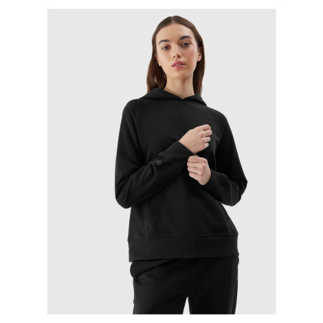 Women's sweatshirt without fastening and hooded 4F - black