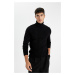 DEFACTO Black Slim Fit Slim Cut Turtleneck Basic Plain Knitwear Sweater