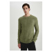 DEFACTO Men's Light Khaki Standard Fit Regular Cut Crew Neck Knitwear Sweater