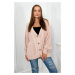 Button-down sweater with puff sleeves powder pink